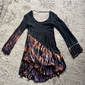 Beach Black and Orange Long Sleeve Dress / Tunic